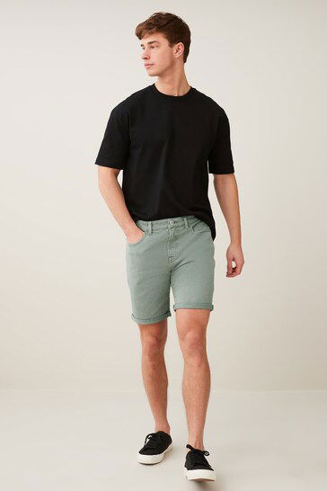 Stretch Denim Shorts For Mens Green - DENIMS 
