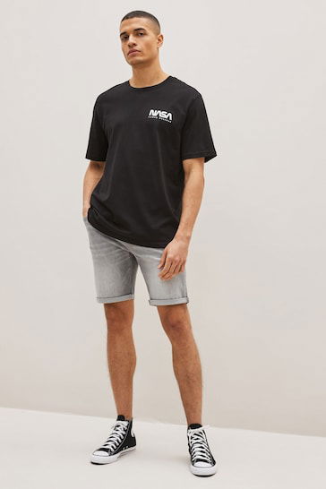Stretch Denim Shorts For Mens Grey - DENIMS 