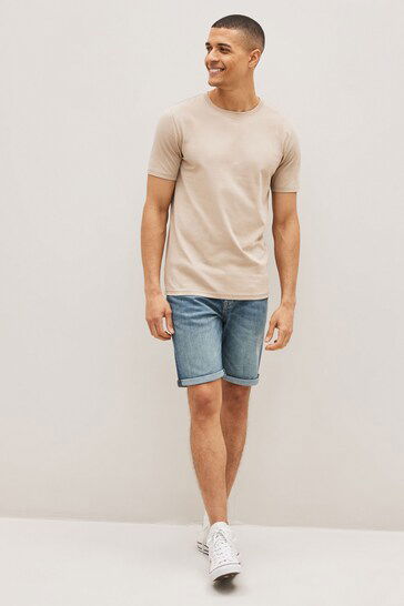Stretch Denim Shorts For Mens Light Blue - DENIMS 