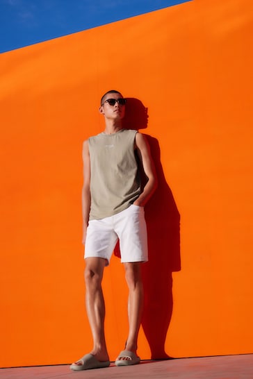 Stretch Denim Shorts For Mens White - DENIMS 