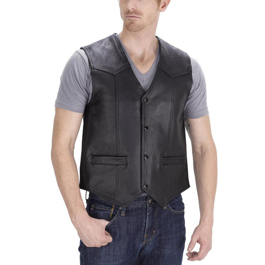 Ace Raider Leather Motorcycle Vest for Men