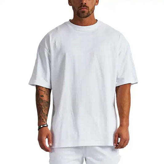 White Drop Shoulder T-Shirt For Mens