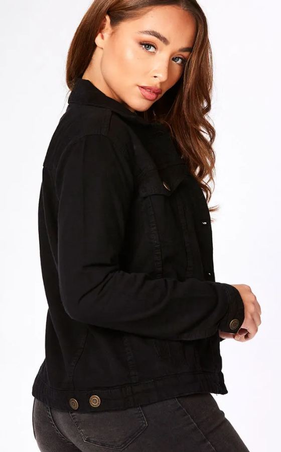 Women Black Solid Jacket - DENIMS 