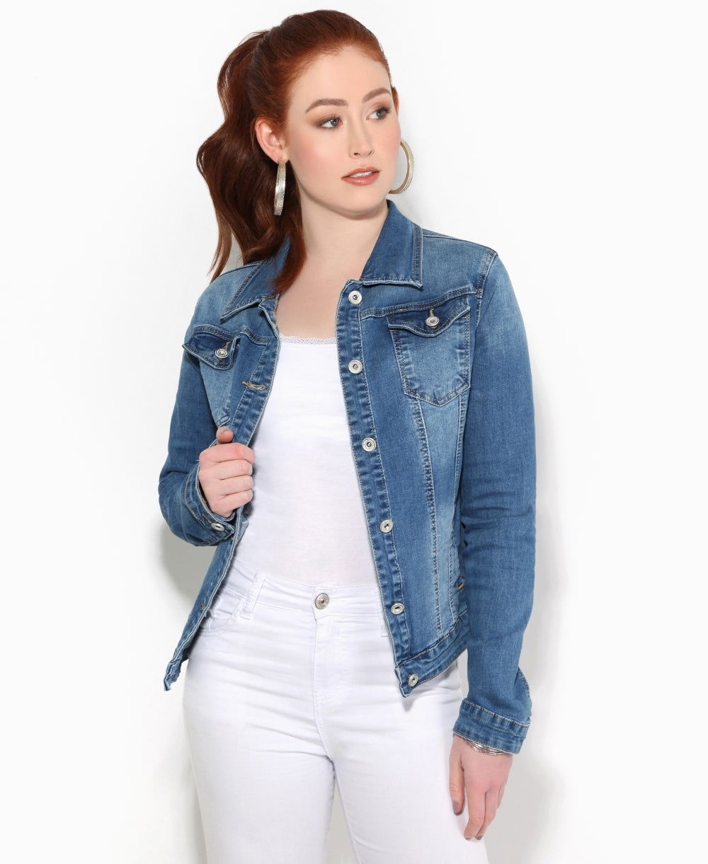 Women Blue Solid Jacket - DENIMS 