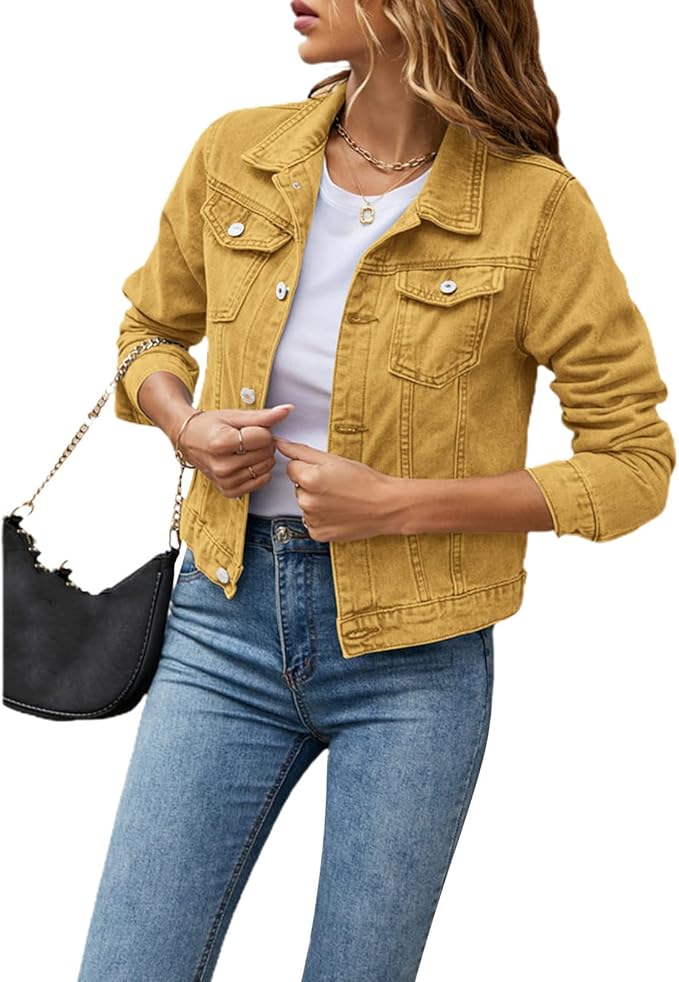 Women Camel Denim Jacket - DENIMS 