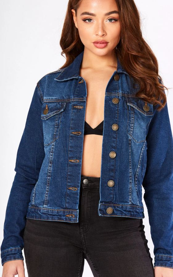 Women Dark Blue Solid Jacket - DENIMS 