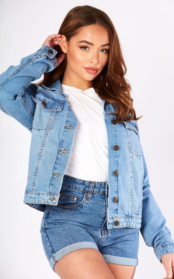 Women Light Blue Solid Jacket - DENIMS 