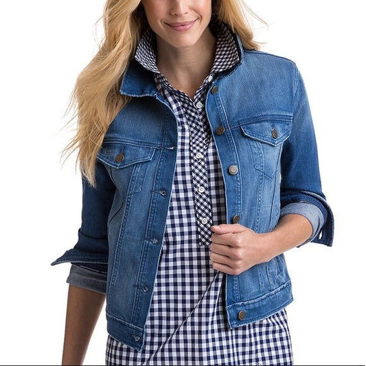 Women Light Blue Solid Jacket - DENIMS 