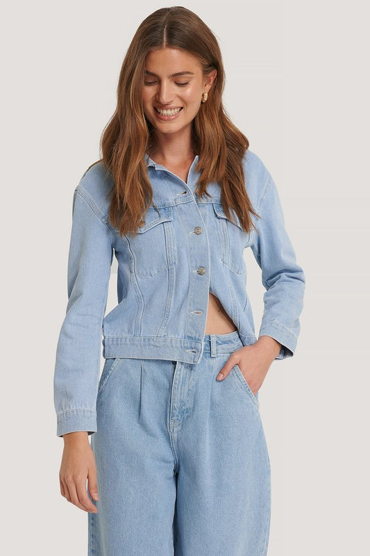 Women Light Blue Solid Jacket - DENIMS 