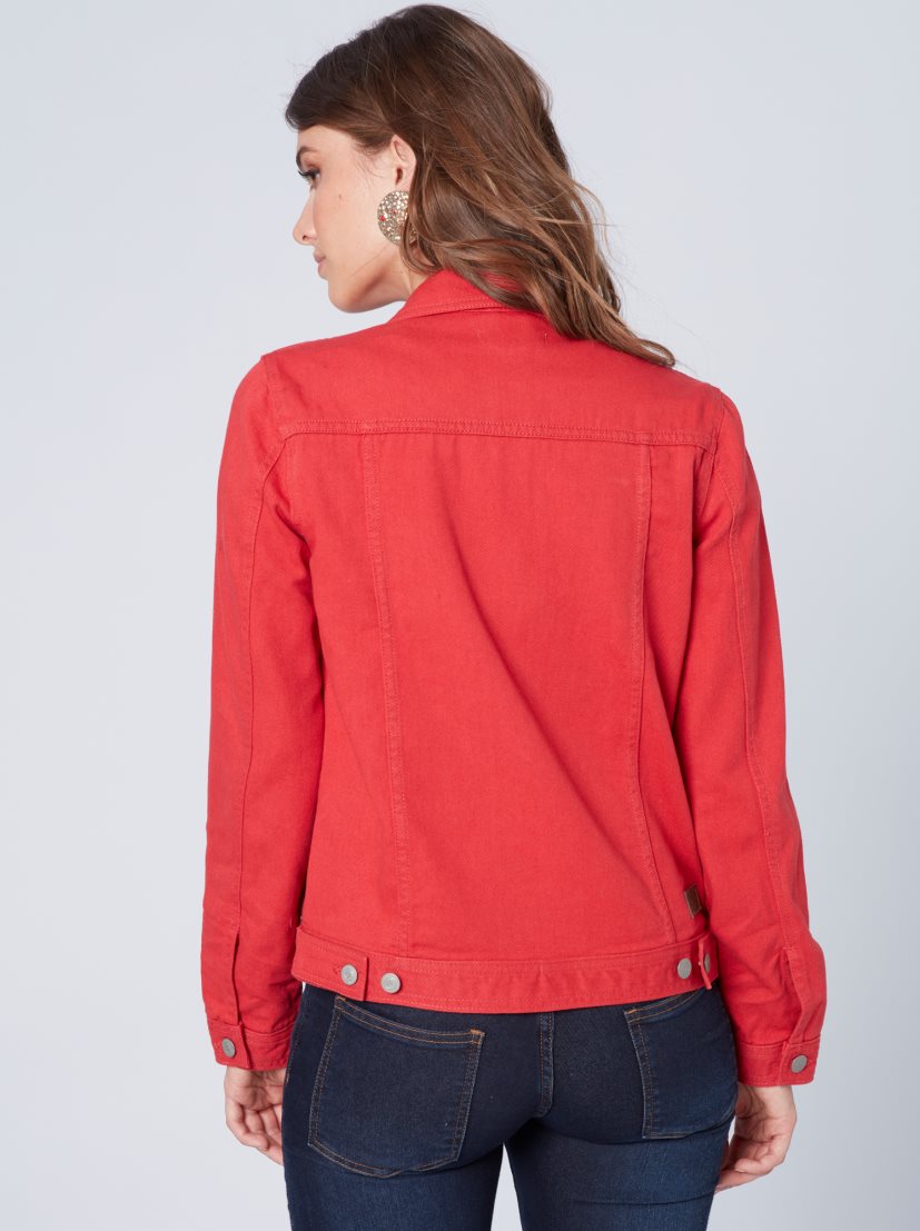 Women Red Solid Jacket - DENIMS 