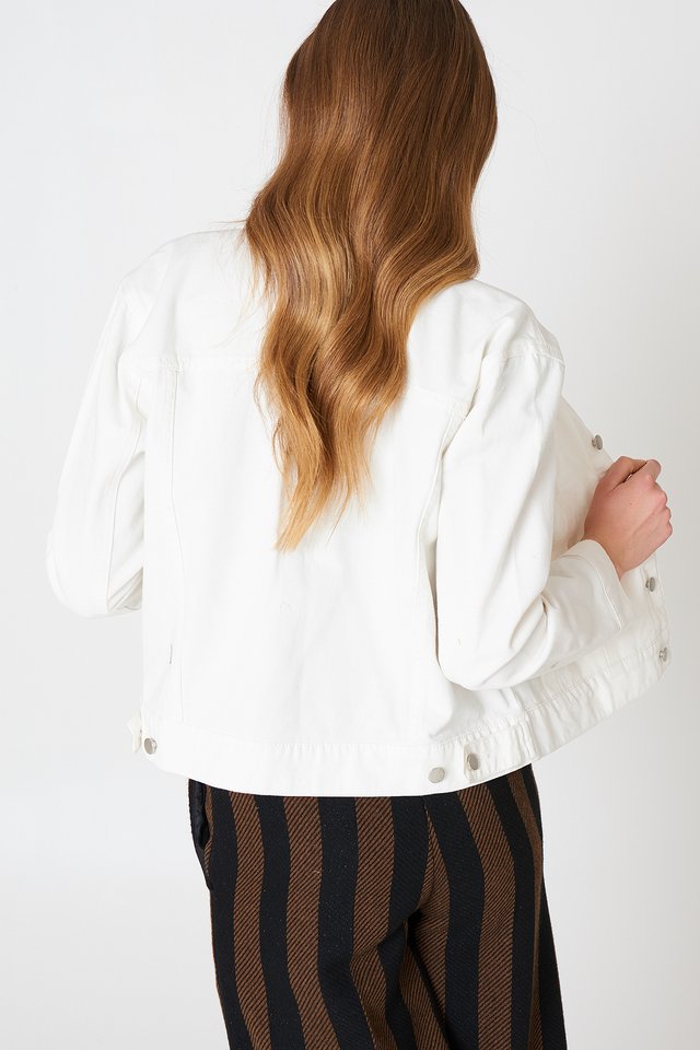 Women White Solid Jacket - DENIMS 