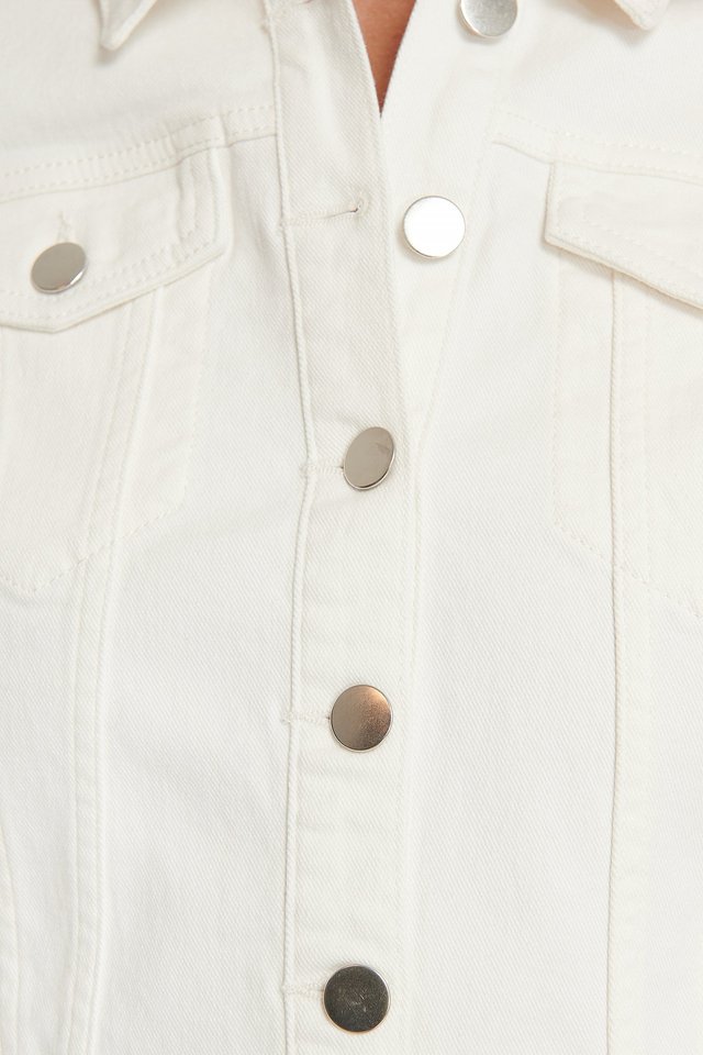 Women White Solid Jacket - DENIMS 