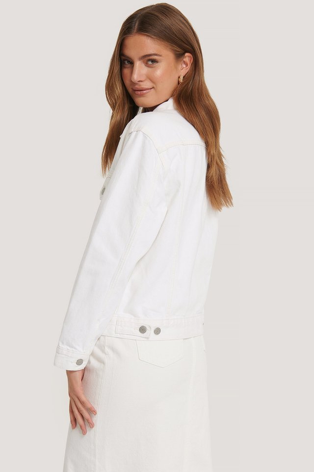 Women White Solid Jacket - DENIMS 