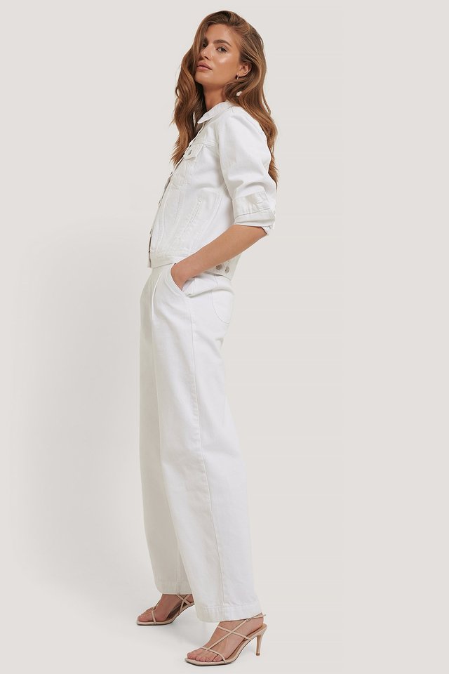 Women White Solid Jacket - DENIMS 