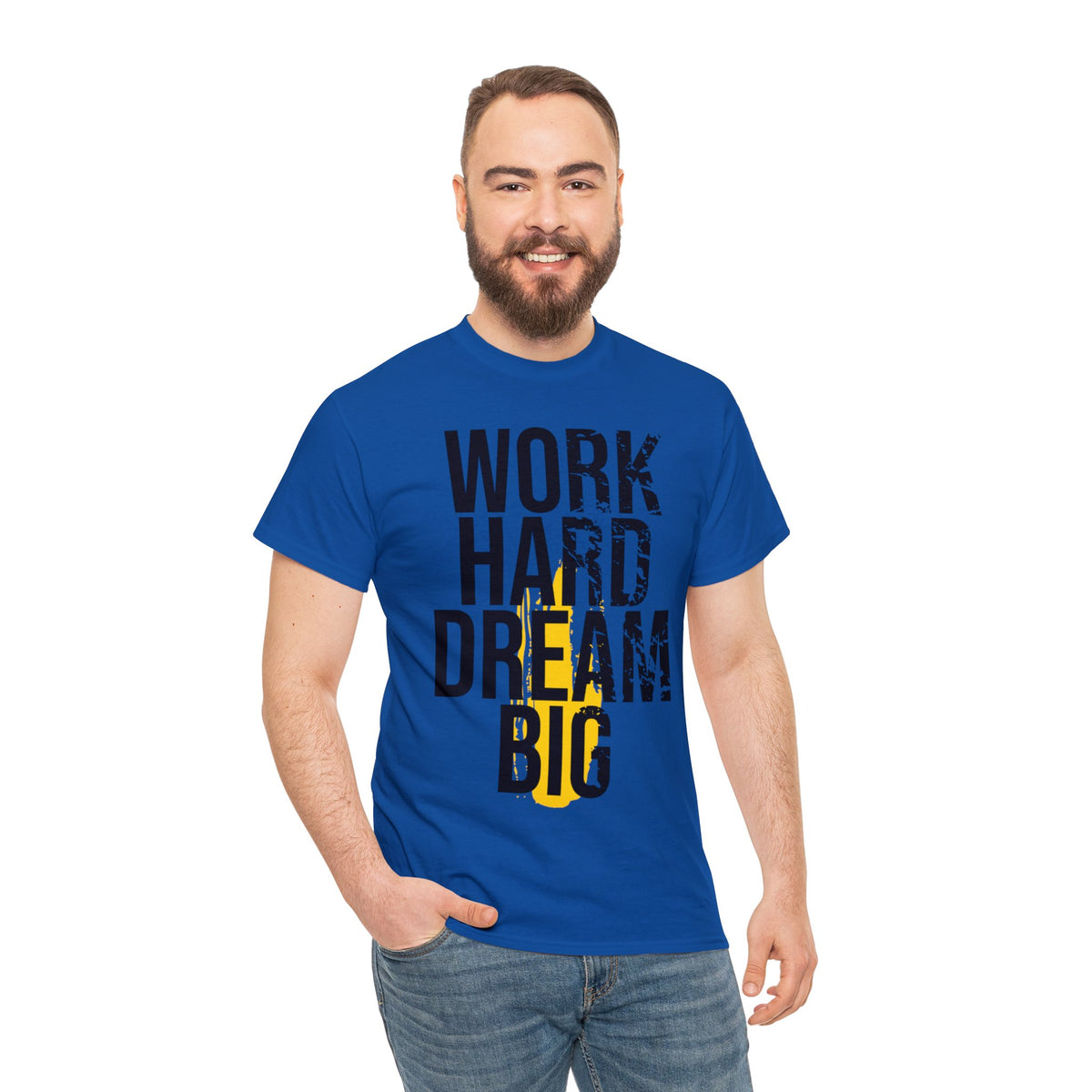 Work Hard Dream Big Printed Graphic T-Shirt for Men