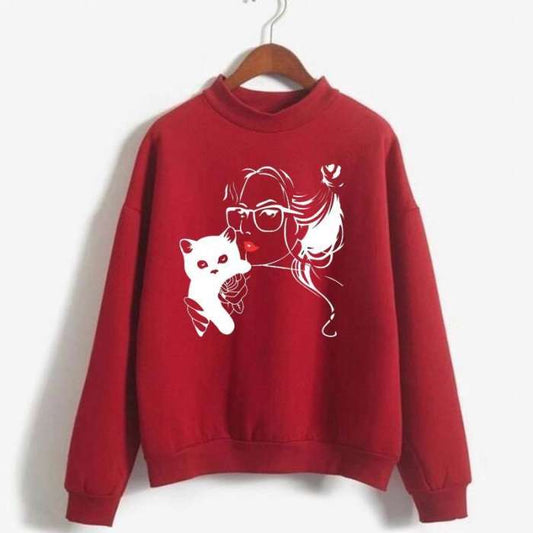 Women s Printed Casual Cotton Full Sleeves Round Neck Winter Wear Export Quality SweatShirts Winter Wear Top For
