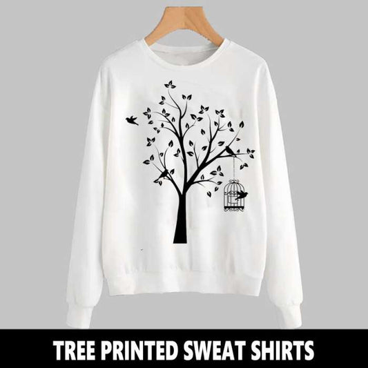 WHITE TREE PRINTED SWEAT SHIRT