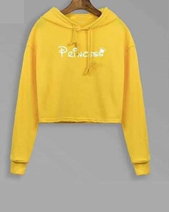 YELLOW PRINCESS CROPPED HOODIE FOR womens
