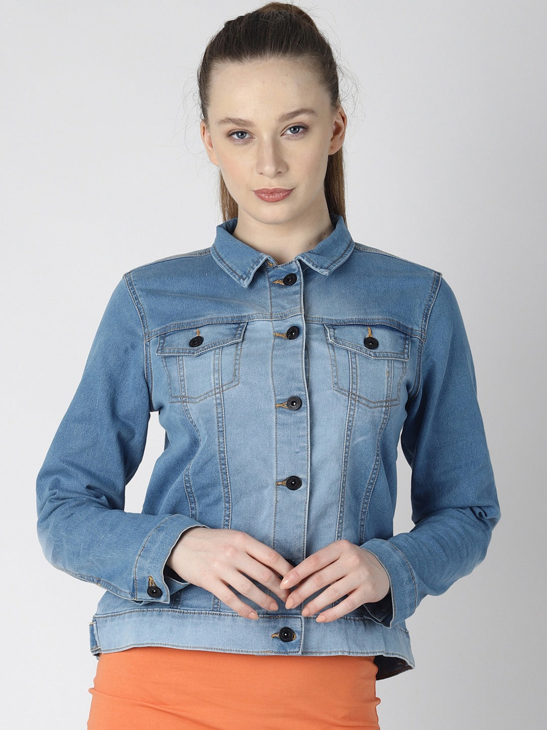 Women Blue Solid Jacket