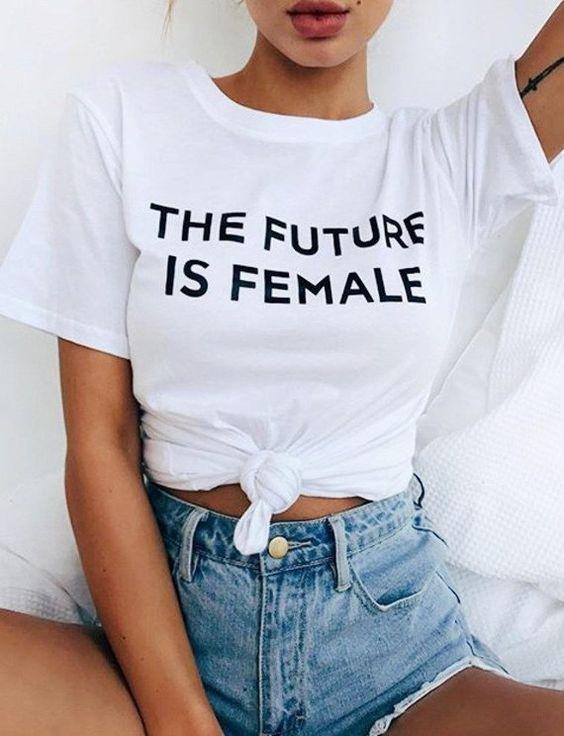 THE FUTURE IS FEMALE Letter Printed T-Shirt For Elegant Women