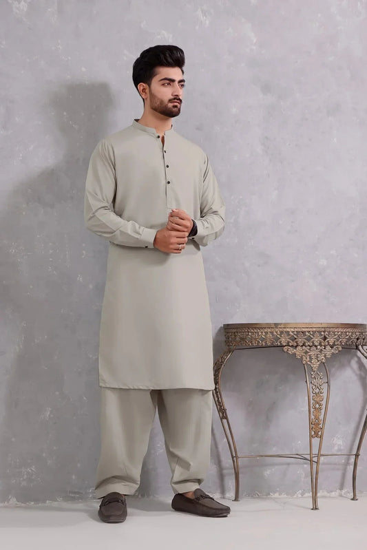 Arctic Elegance: Iceberg Green Shalwar Kameez For Mens - DENIMS - Shalwar Kameez - 