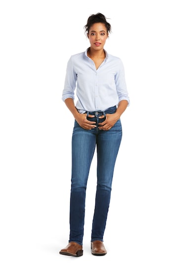 Ariat Blue R.E.A.L. Perfect Rise Abby Straight Jeans - DENIMS - Jeggings & Leggings - 