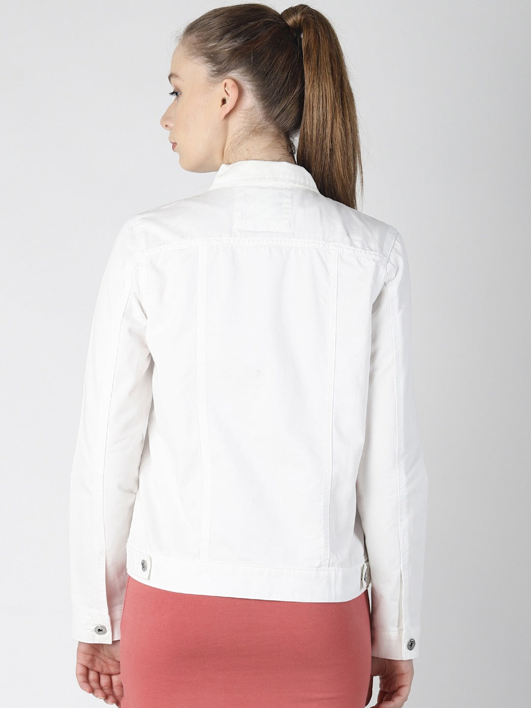 Women White Solid Jacket