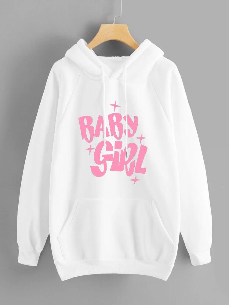 Baby Girl Fleece Full Sleeves Pull Over Hoodie For Women - DENIMS - Hoodies & Sweatshirts - 