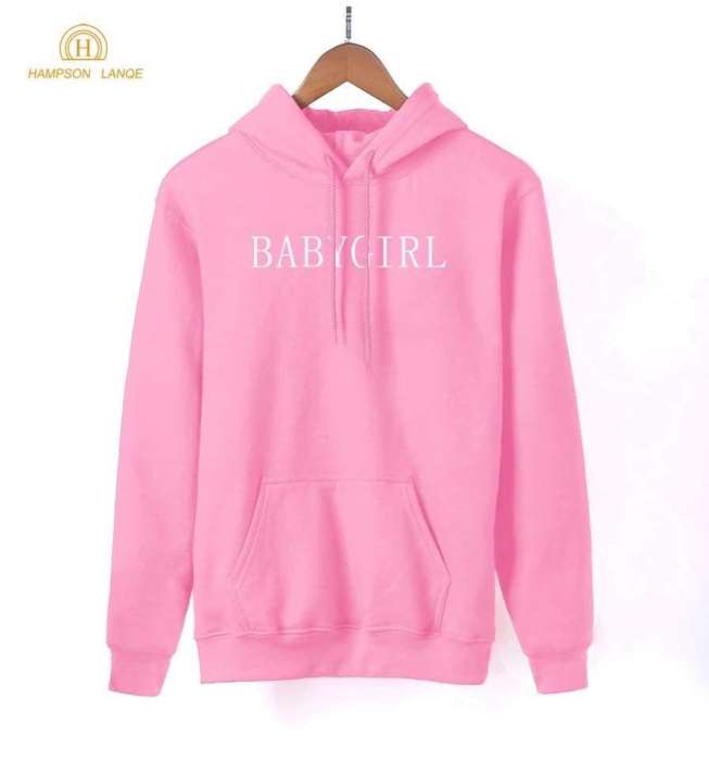 Baby Stylish Pink Printed Hoodie For Women - DENIMS - Hoodies & Sweatshirts - 