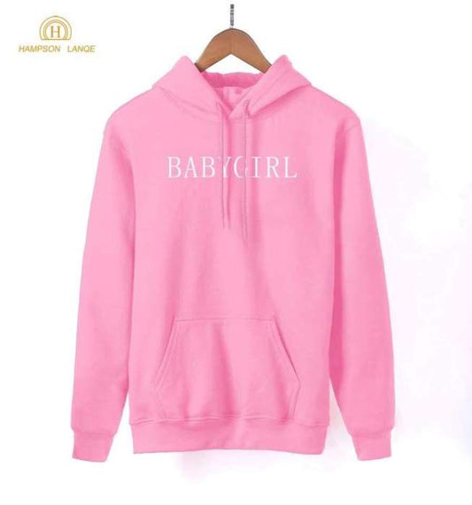 Baby Stylish Pink Printed Hoodie For Women - DENIMS - Hoodies & Sweatshirts - 