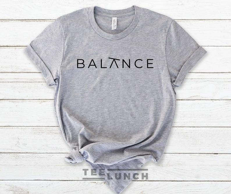 Balance Cute Motivational T - shirt Yoga TeeWomen T - shirt - DENIMS - Tops & T - Shirts - 