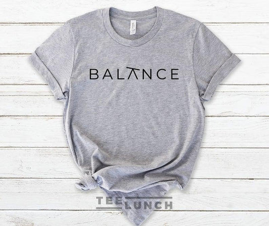 Balance Cute Motivational T - shirt Yoga TeeWomen T - shirt - DENIMS - Tops & T - Shirts - 