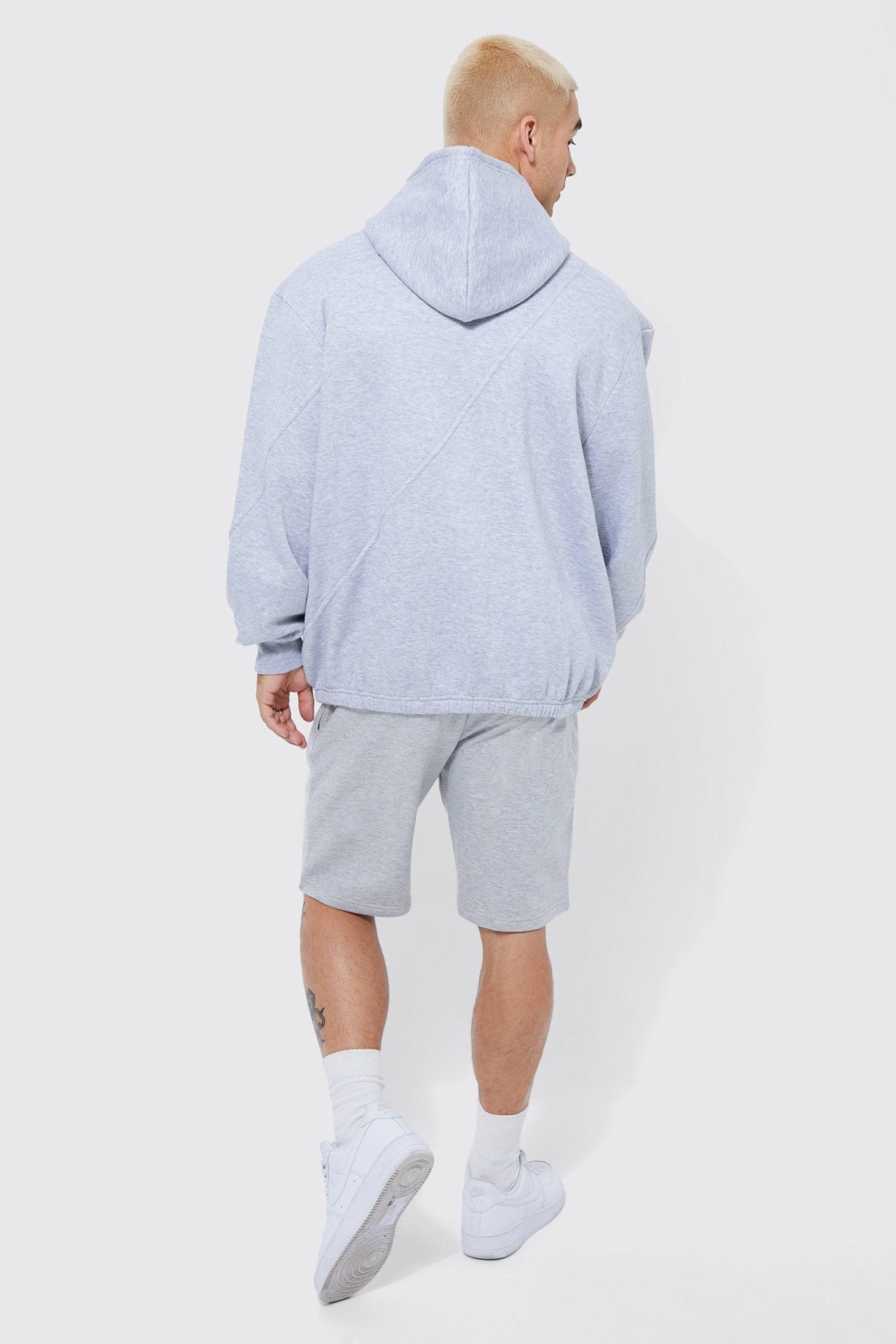 BASIC LOOSE FIT MID LENGTH GREY JERSEY SHORT - DENIMS - Shorts - 