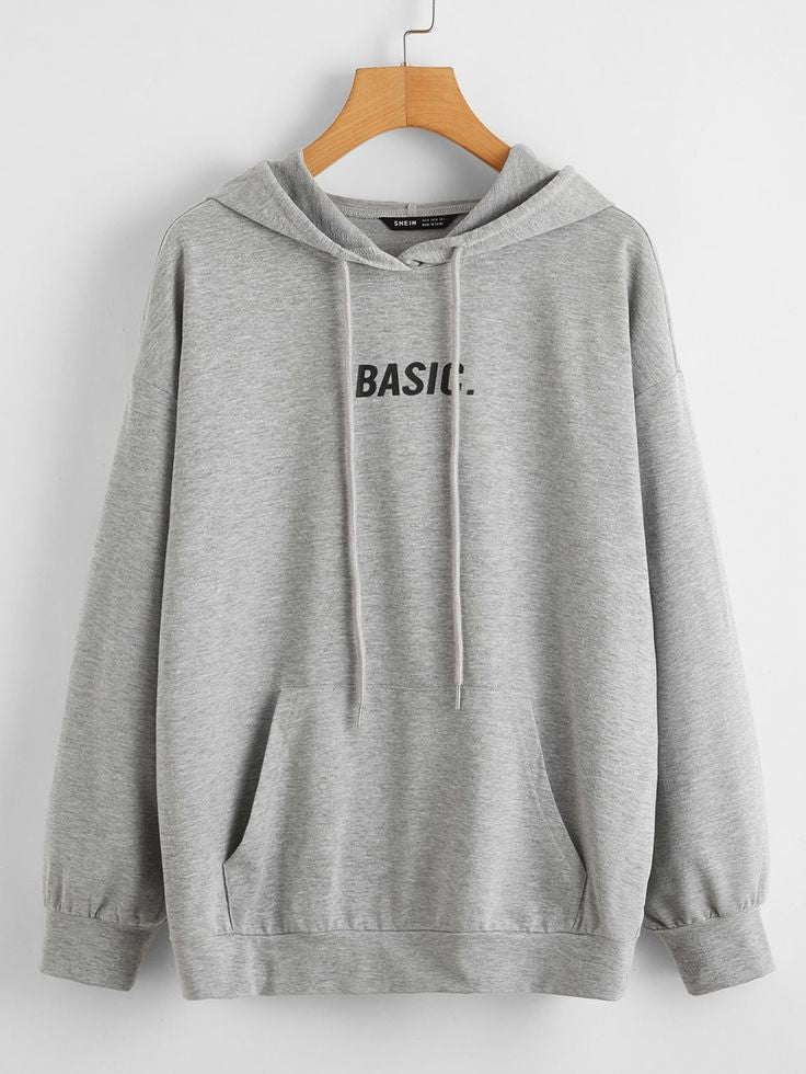 Basic Printed Fleece Full Sleeves Pull Over Hoodie For Men And Women - DENIMS - Hoodies & Sweatshirts - 