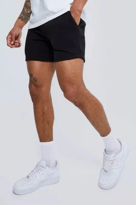 BASIC SLIM FIT SHORT LENGTH BLACK JERSEY SHORT - DENIMS - Shorts - 