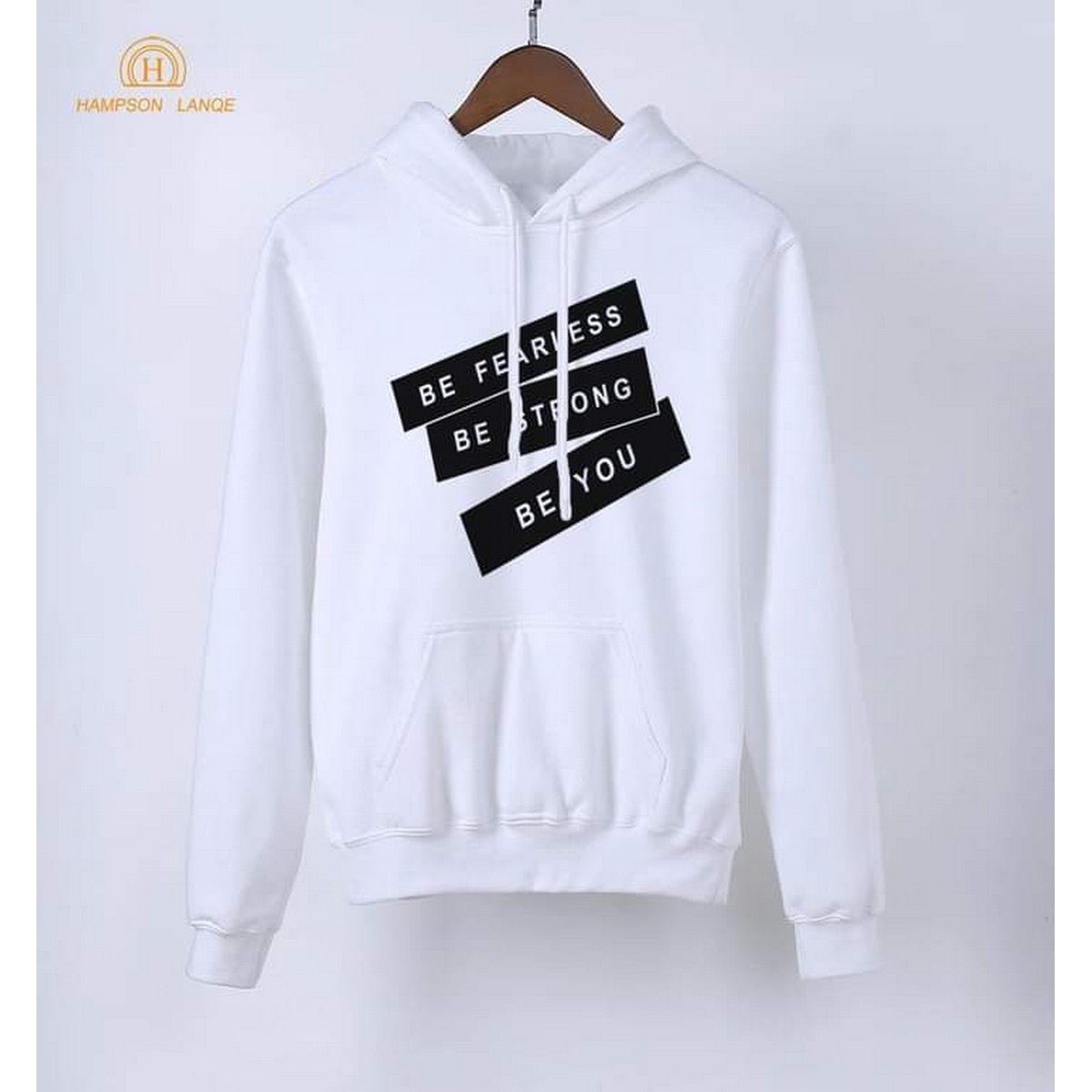 Be Fearless Be Strong Printed Fleece Full Sleeves Pull Over Hoodie For Men - DENIMS - Hoodie & Sweatshirt - 