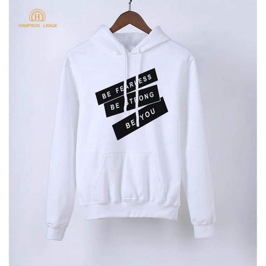 Be Fearless Be Strong Printed Fleece Full Sleeves Pull Over Hoodie For Men - DENIMS - Hoodie & Sweatshirt - 