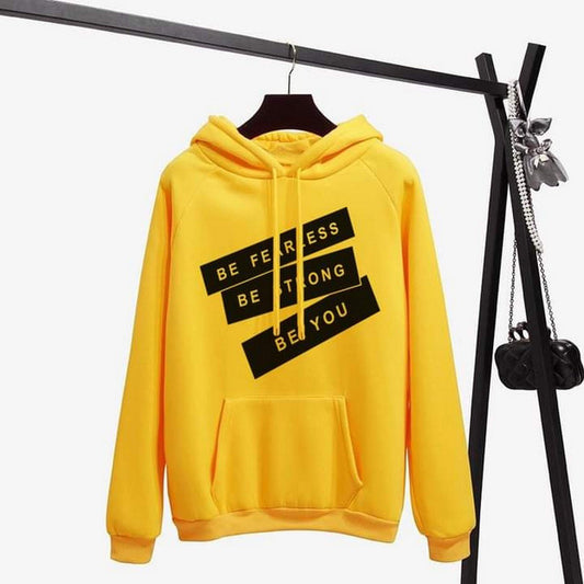 Be Fearless Be Strong Printed Fleece Full Sleeves Pull Over Hoodie For Men - DENIMS - Hoodie & Sweatshirt - 