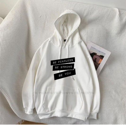 Be Strong Printed Fleece Full Sleeves Pull Over Hoodie - DENIMS - Hoodie & Sweatshirt - 