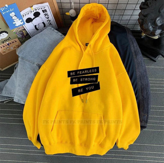 Be Strong Printed Fleece Full Sleeves Pull Over Hoodie - DENIMS - Hoodie & Sweatshirt - 