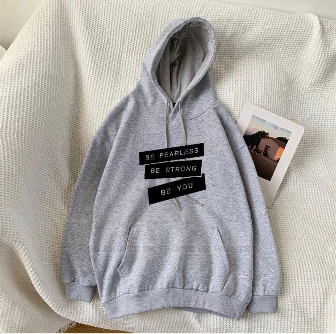 Be Strong Printed Fleece Full Sleeves Pull Over Hoodie - DENIMS - Hoodie & Sweatshirt - 