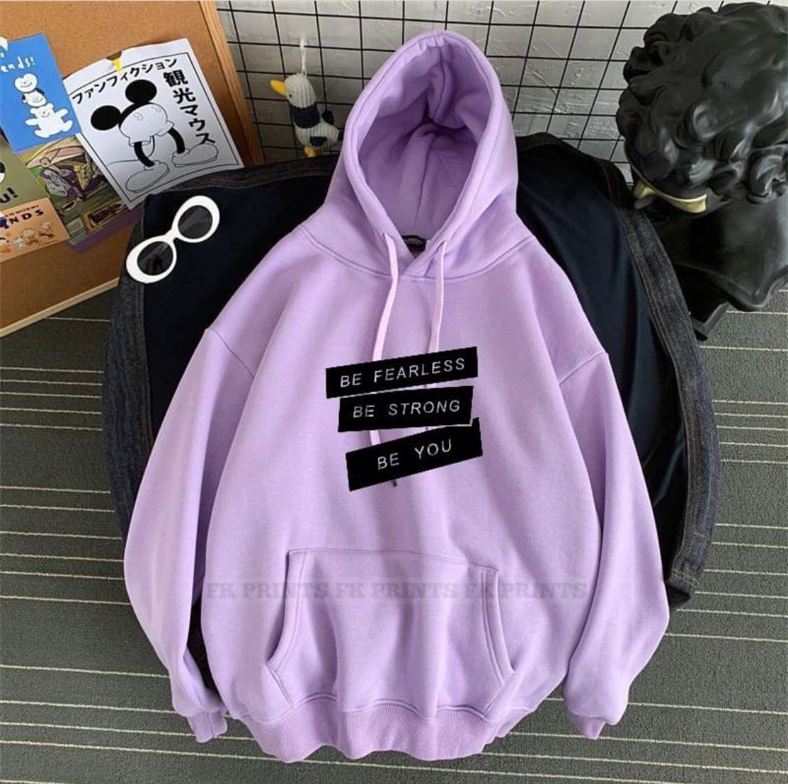 Be Strong Printed Fleece Full Sleeves Pull Over Hoodie - DENIMS - Hoodie & Sweatshirt - 