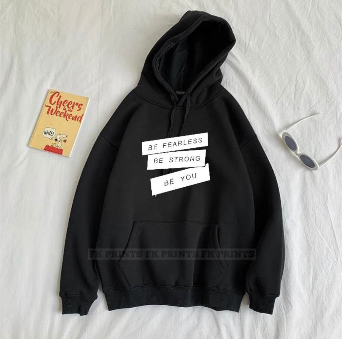 Be Strong Printed Fleece Full Sleeves Pull Over Hoodie - DENIMS - Hoodie & Sweatshirt - 