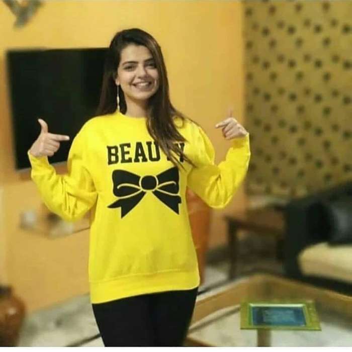 Beauty Stylish Yellow Printed Sweatshirt For Women - DENIMS - Hoodies & Sweatshirts - 