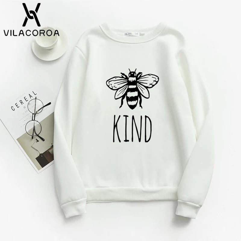 Bee Kind Fleece Full Sleeves Pull Over Sweatshirt For Women - DENIMS - Hoodies & Sweatshirts - 