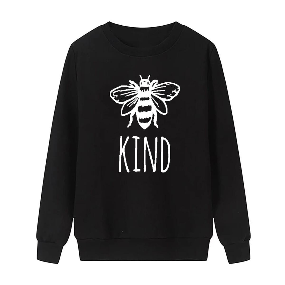 Bee Kind Fleece Full Sleeves Pull Over Sweatshirt For Women - DENIMS - Hoodies & Sweatshirts - 