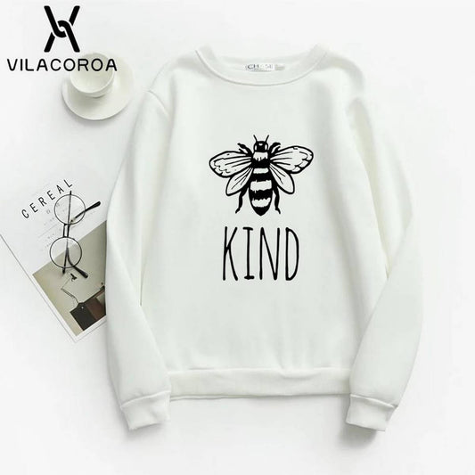 Bee Kind Fleece Full Sleeves Pull Over Sweatshirt For Women - DENIMS - Hoodies & Sweatshirts - 