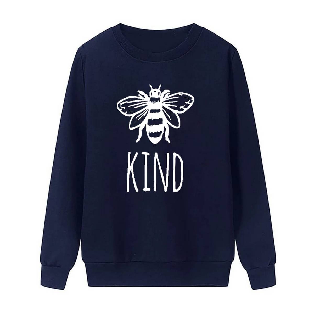 Bee Kind Fleece Full Sleeves Pull Over Sweatshirt For Women - DENIMS - Hoodies & Sweatshirts - 