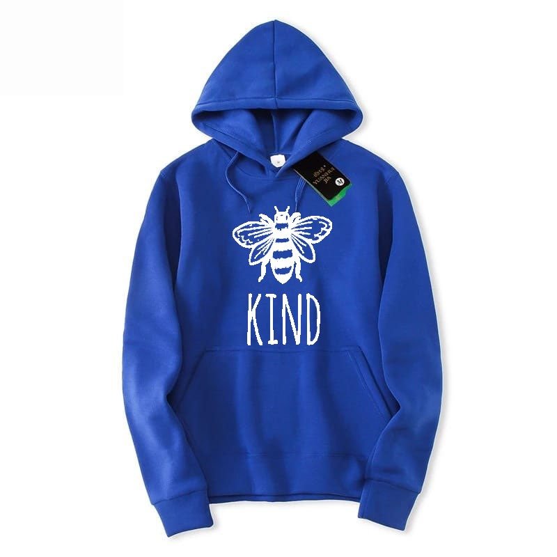 Bee Kind Printed Fleece Full Sleeves Pull Over Hoodie For Women And Men - DENIMS - Hoodies & Sweatshirts - 
