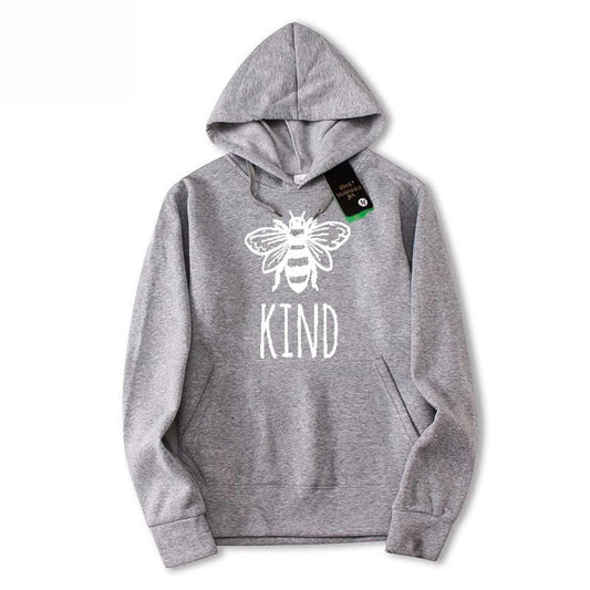 Bee Kind Printed Fleece Full Sleeves Pull Over Hoodie For Women And Men - DENIMS - Hoodies & Sweatshirts - 